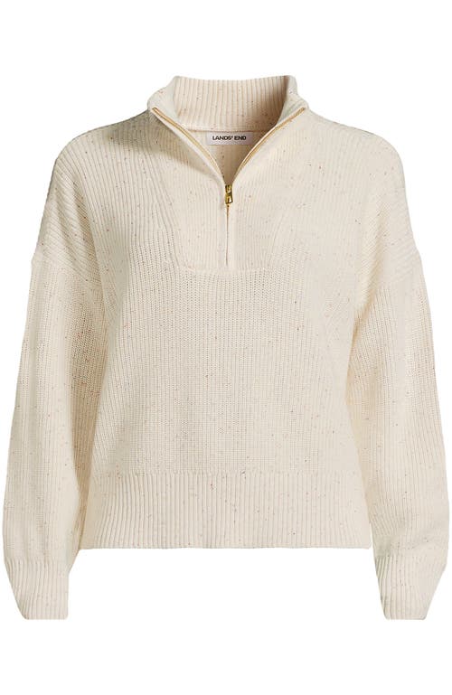 Lands' End Drifter Shaker Wedge Quarter Zip Sweater In Gray