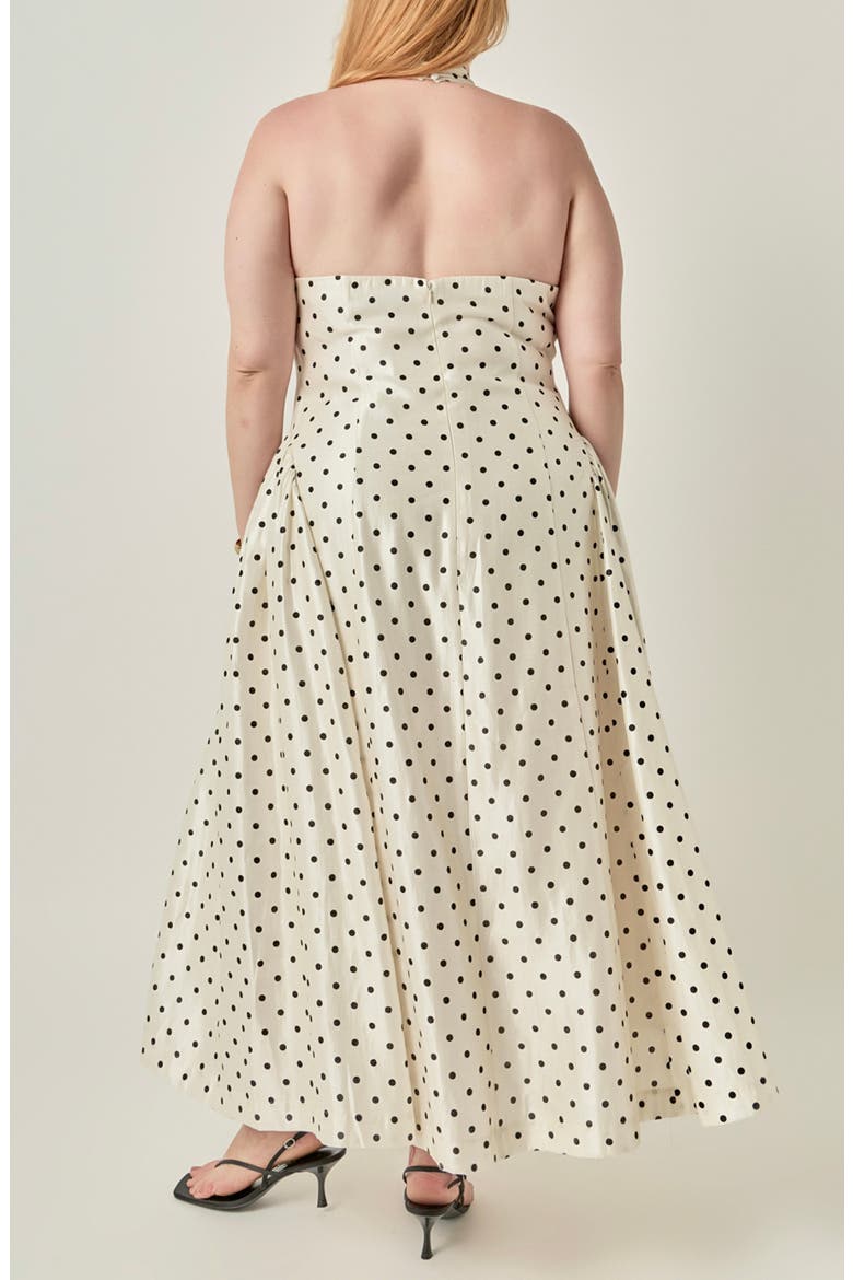 Halter Neck Polka Dot Maxi Dress, Alternate, color, OFF WHITE