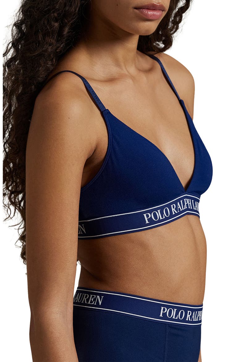 Logo Band Triangle Bralette, Alternate, color, NAVY