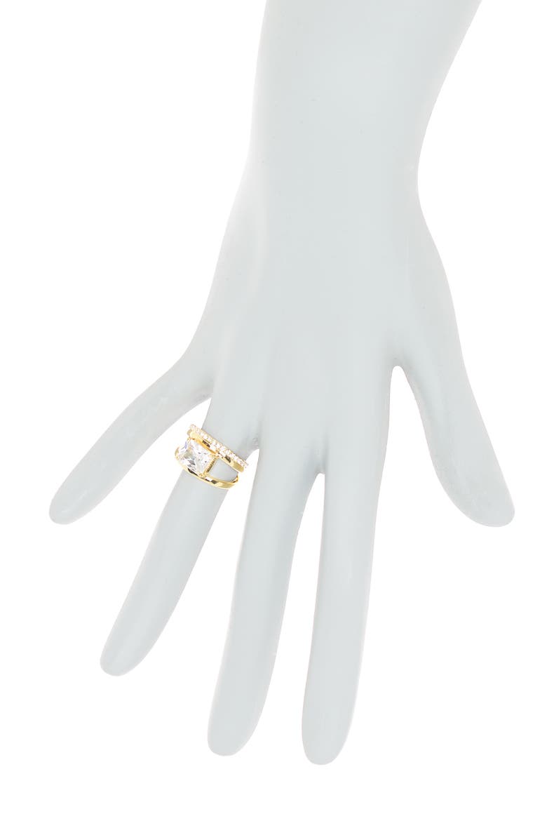 Crystal Double Band Ring, Alternate, color, GOLD