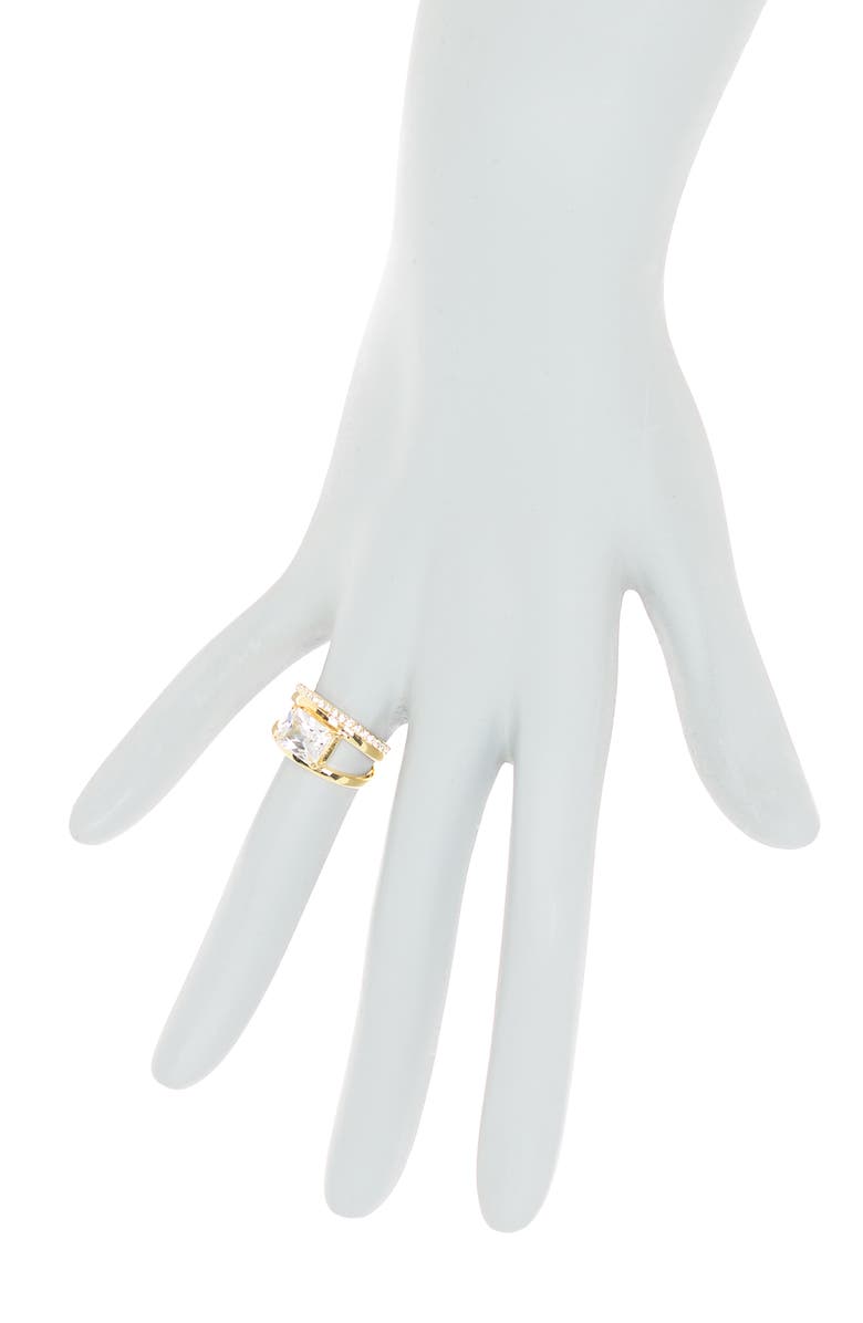 Covet Crystal Double Band Ring, Alternate, color, Gold