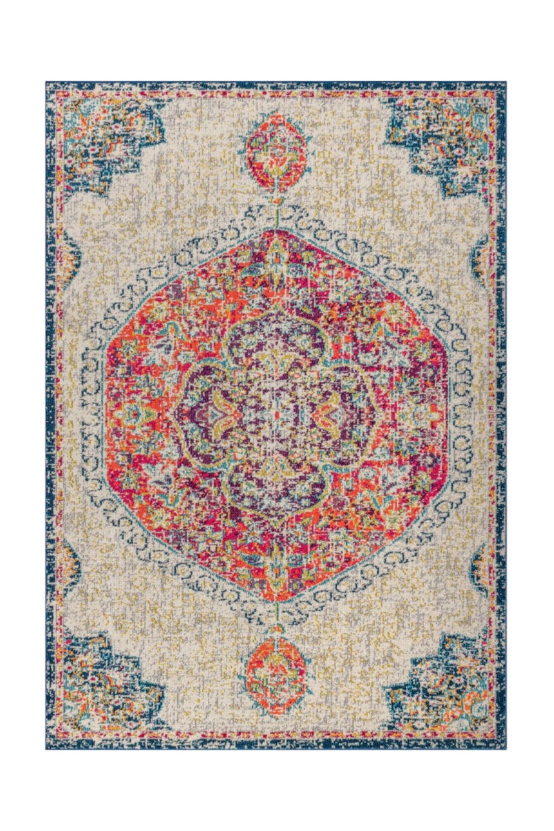 Bohemian FLAIR Boho Vintage Medallion Area Rug, Alternate, color, Cream/Orange