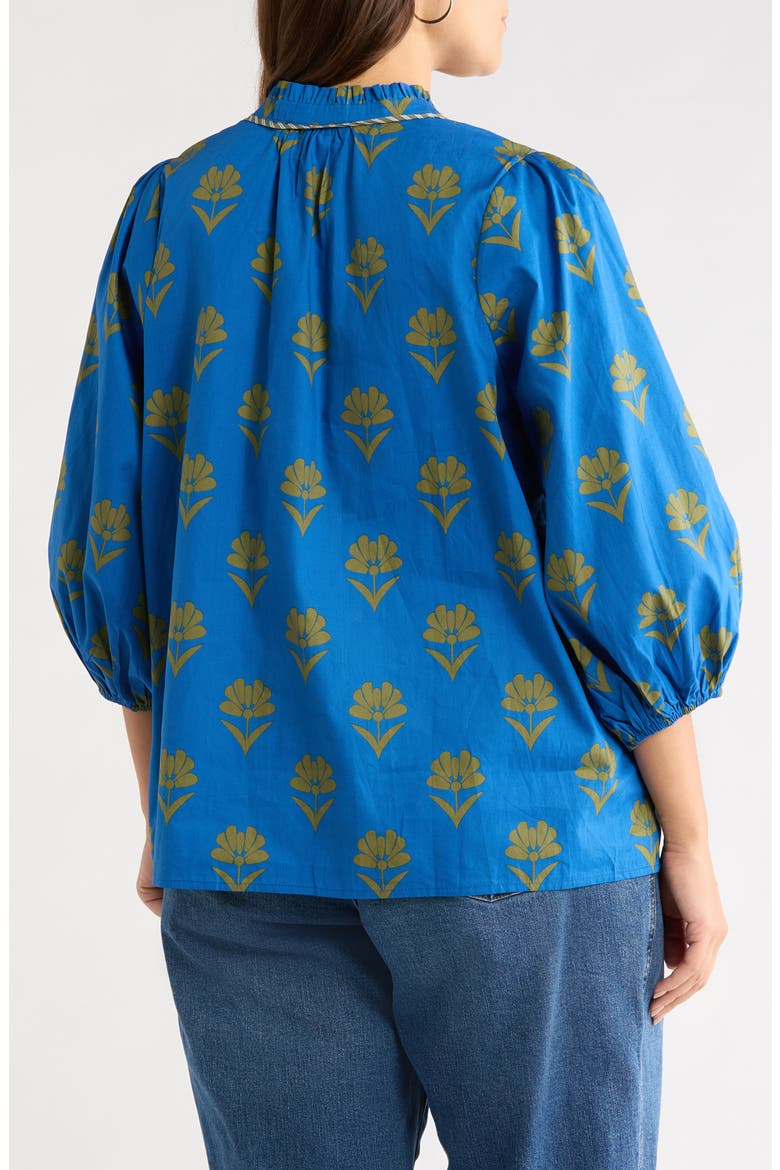 Robin Floral Print Split Neck Blouse, Alternate, color, NAVY OLIVE