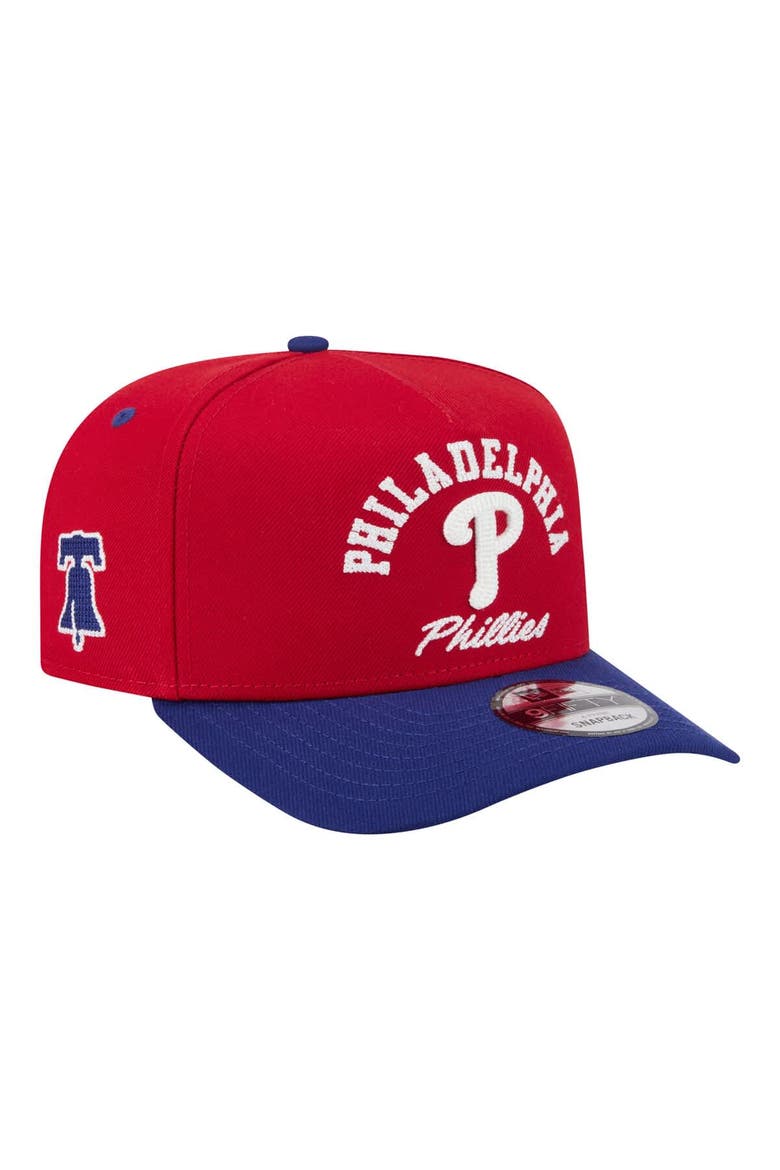 Men's New Era Red/Royal Philadelphia Phillies Arched A-Frame 9FIFTY Adjustable Hat, Main, color, Red