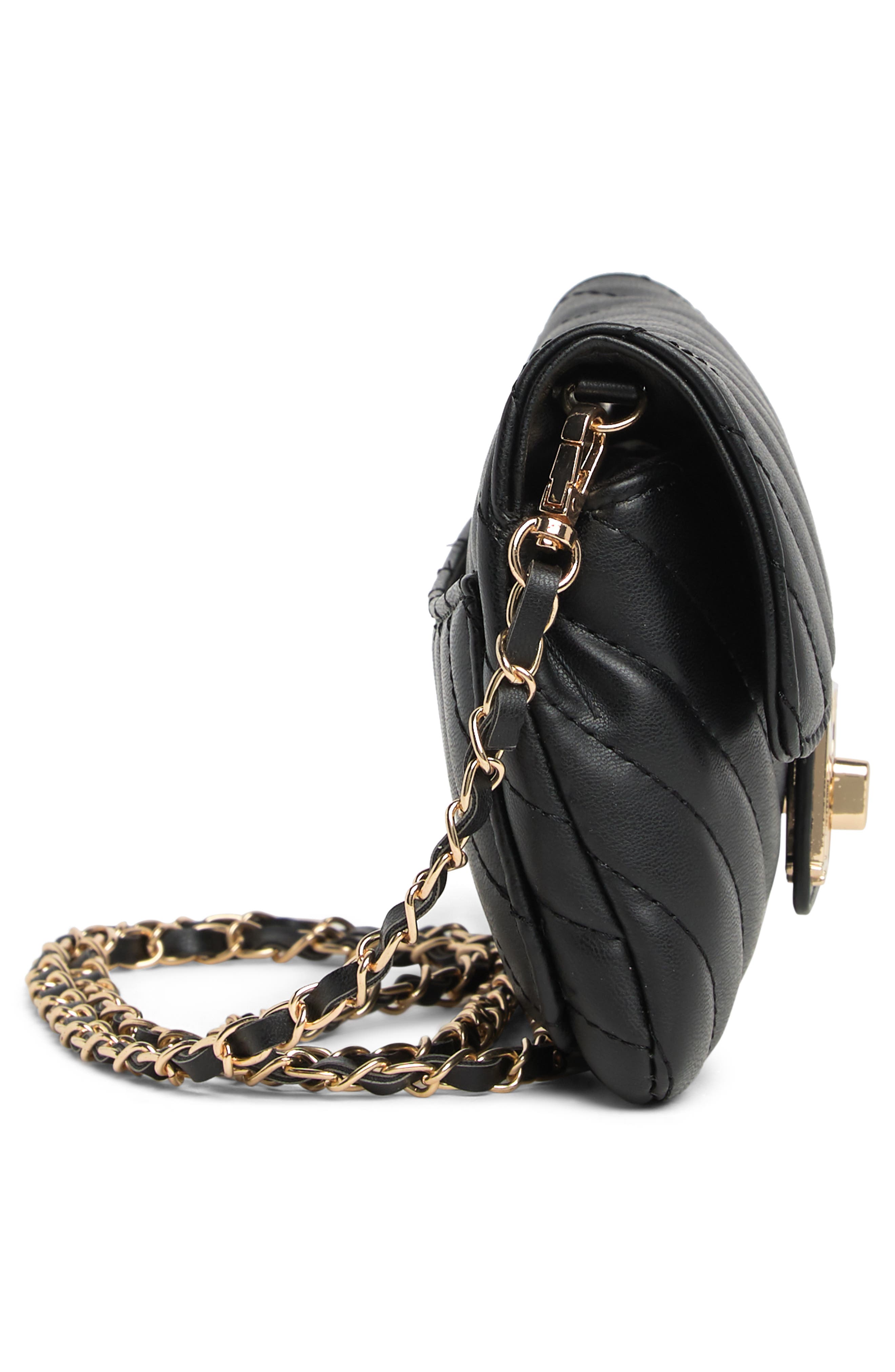 Badgley Mischka Collection Quilted Phone Crossbody Bag, Alternate, color, Black