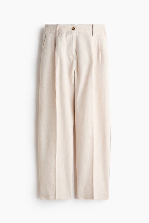 Tapered Linen-blend Trousers