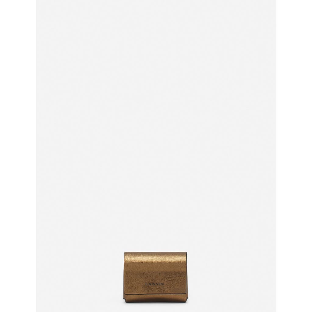 Lanvin Signature Case For Airpods Pro In Metallic Grained Leather In Bronze