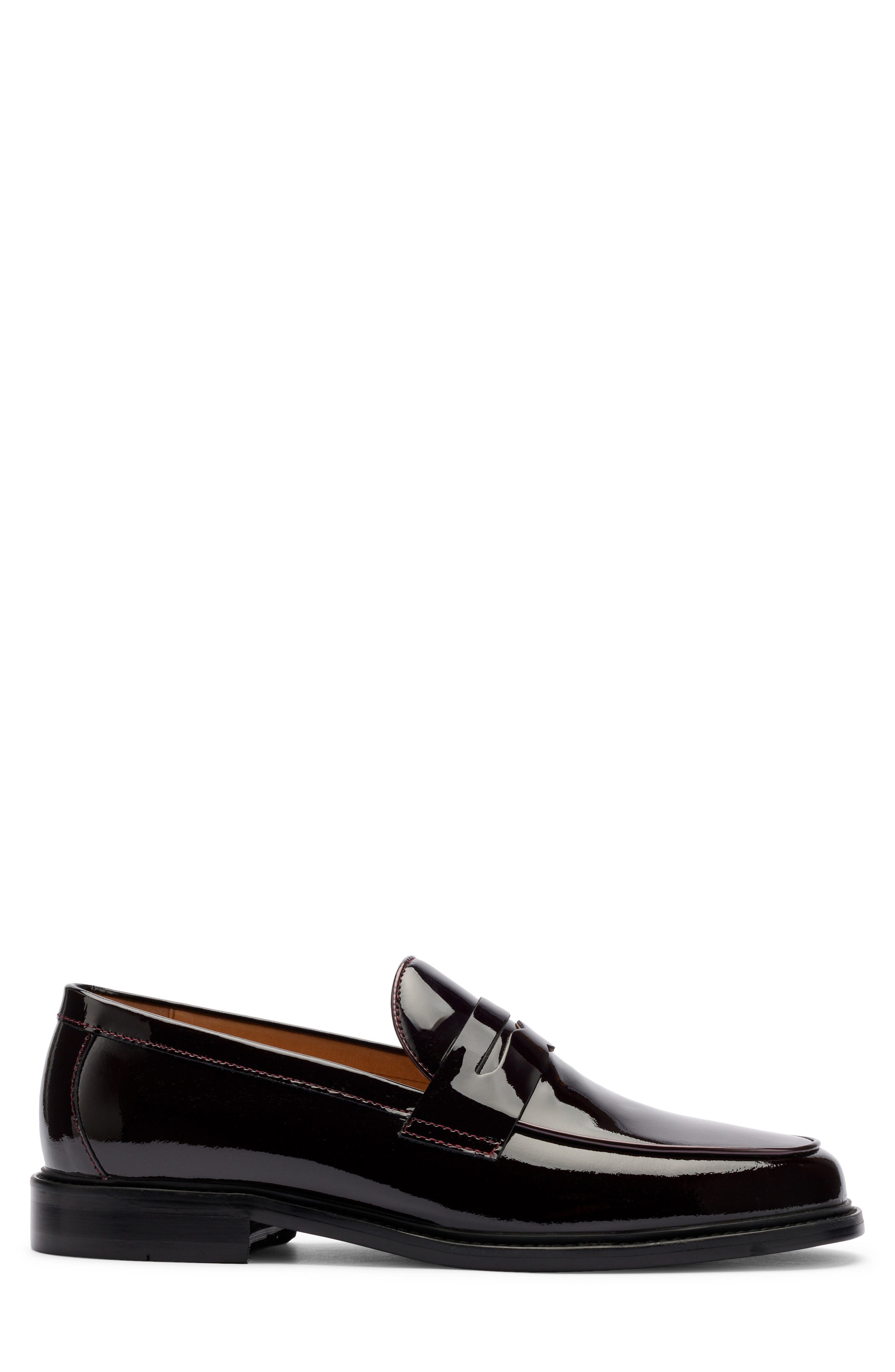 Calum Leather Penny Loafer, Alternate, color, BURGUNDY PATENT