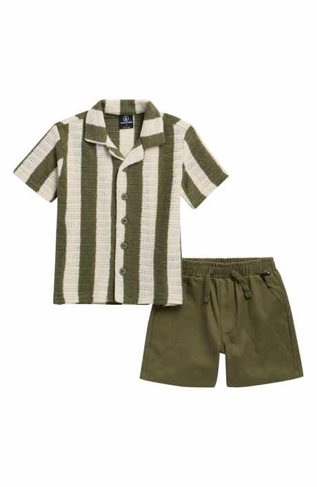 Volcom Kids' Short Sleeve Camp Shirt & Shorts Set
