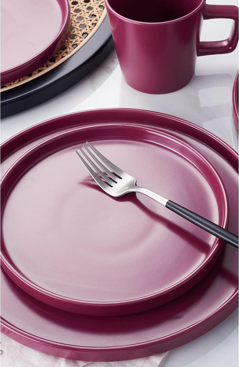 Stone Lain Cleo Stoneware 16-Piece Dinnerware Set, Alternate, color, Magenta