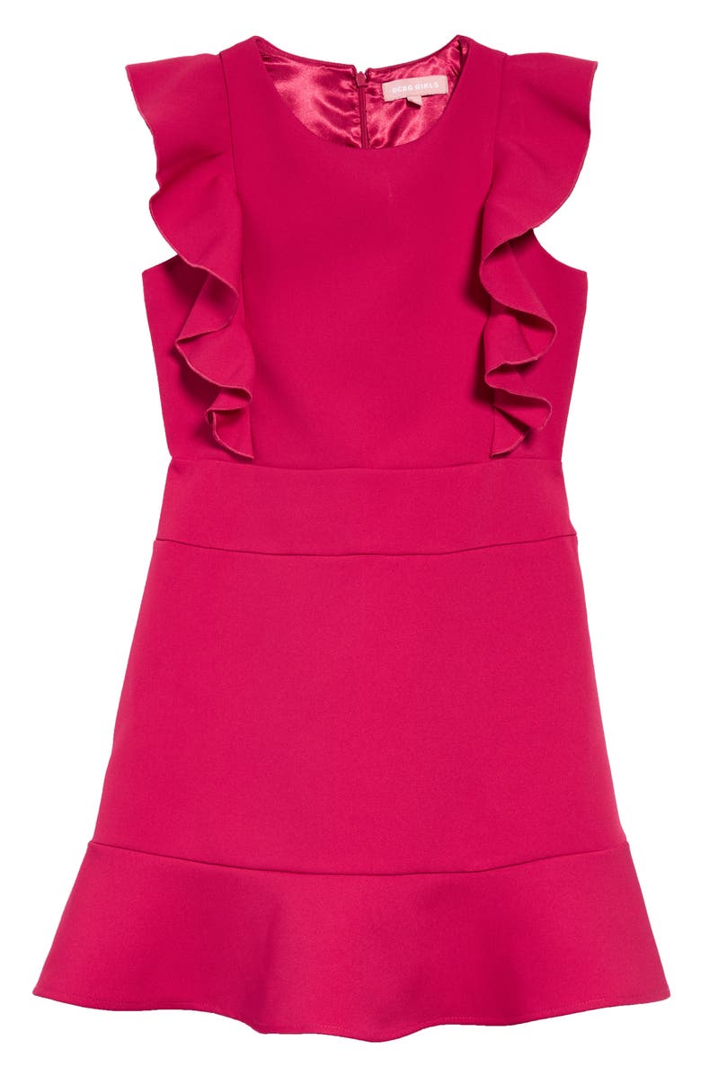 BCBG Girls Crepe Flounce Dress, Main, color, 