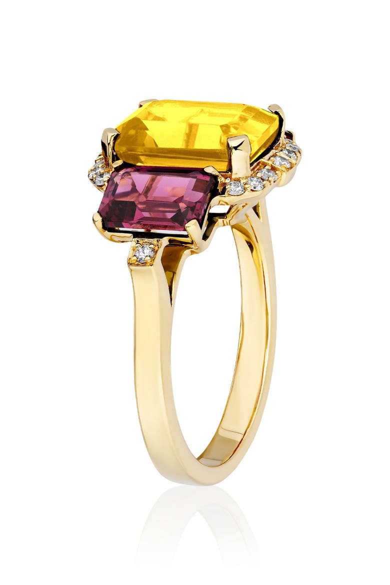 Gossip Semiprecious Stone Ring, Alternate, color, YELLOW / DEEP RED