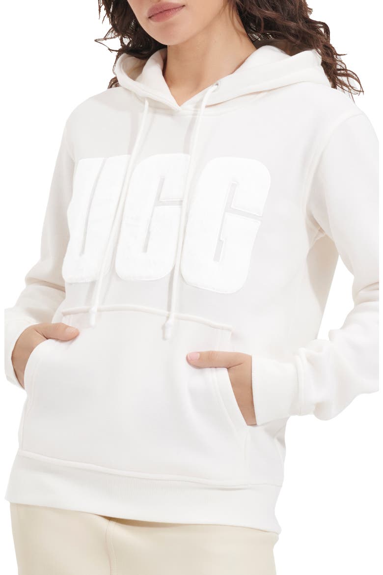 Rey Fuzzy Logo Hoodie, Main, color, NIMBUS