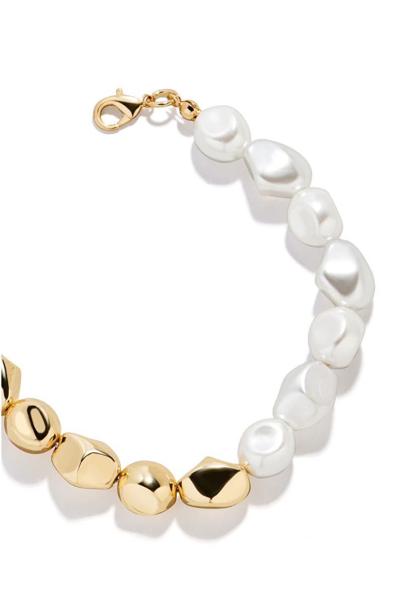 BaubleBar Johna Bead & Faux Pearl Bracelet, Alternate, color, Pearl