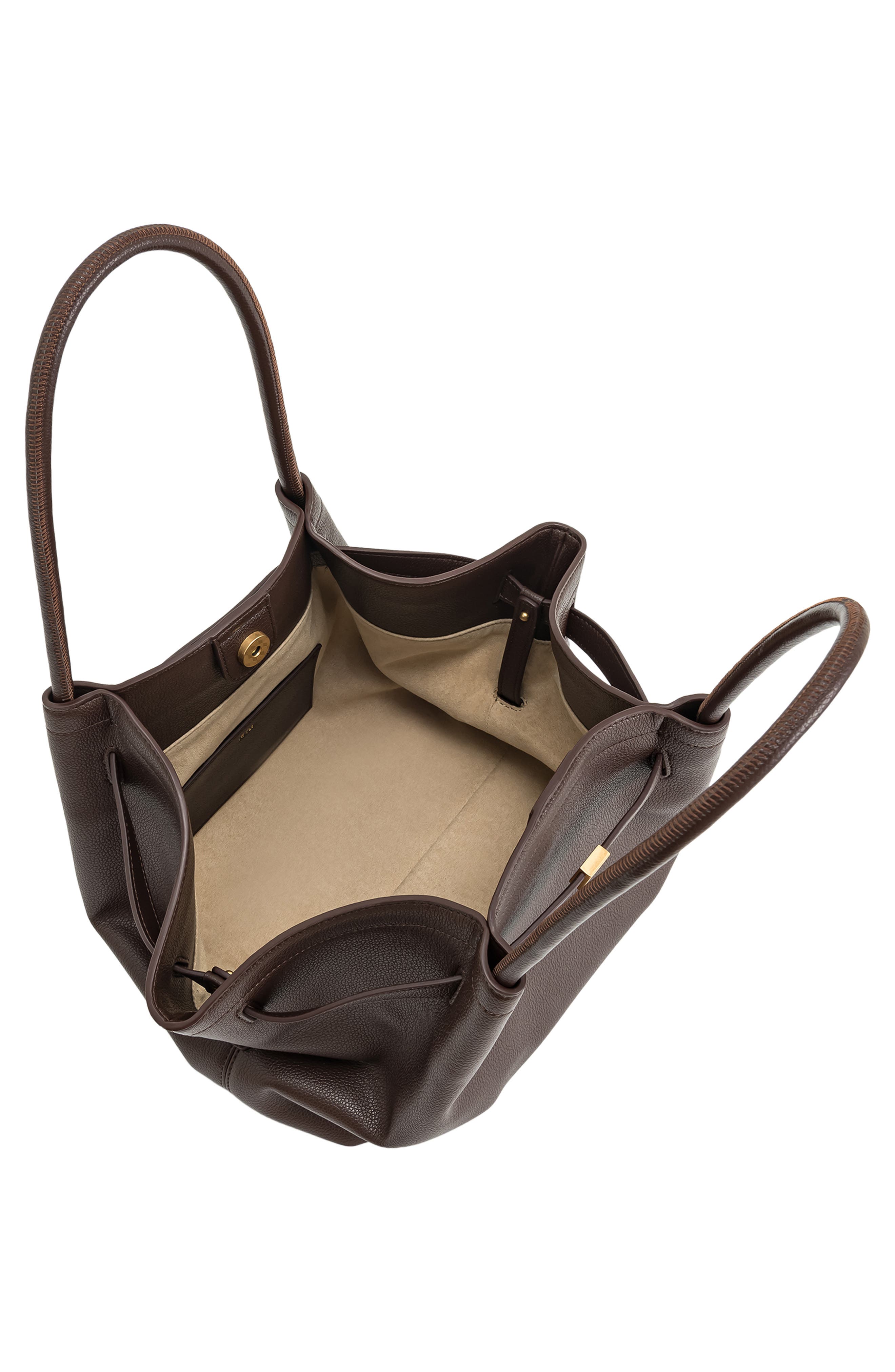 Medium Hana Faux Leather Tote, Alternate, color, DARK BROWN