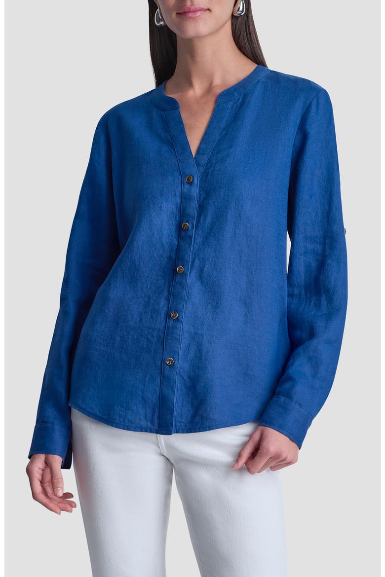 Linen Button-Up Shirt, Alternate, color, ADMIRAL