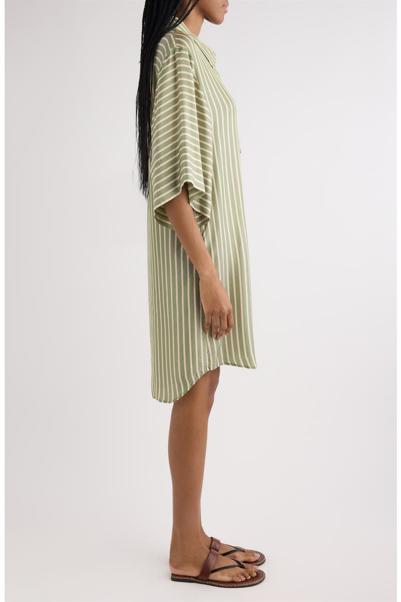 Drea Stripe Satin Shirtdress, Alternate, color, GREEN