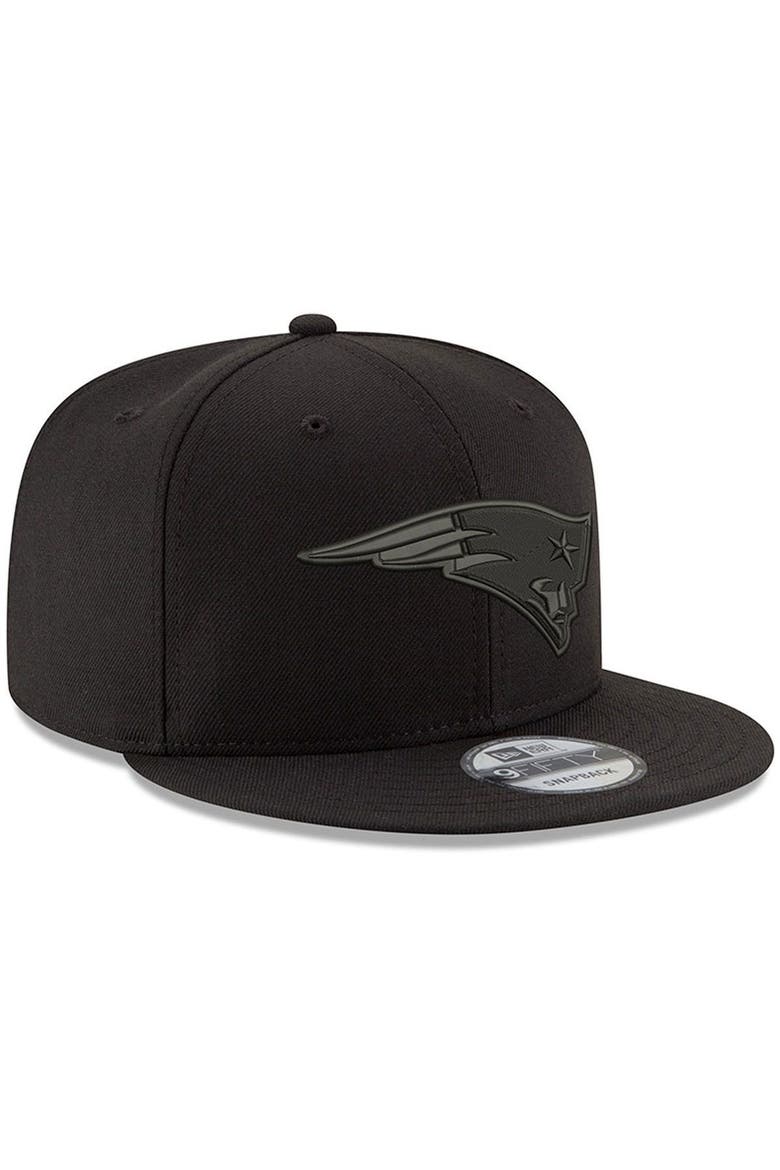 Men's New Era Black New England Patriots Black On Black 9FIFTY Adjustable Hat, Alternate, color, BLACK