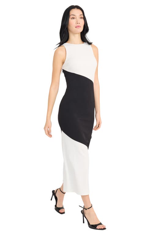 Donna Morgan Colorblock Sleeveless A-line Dress In Black/ivory