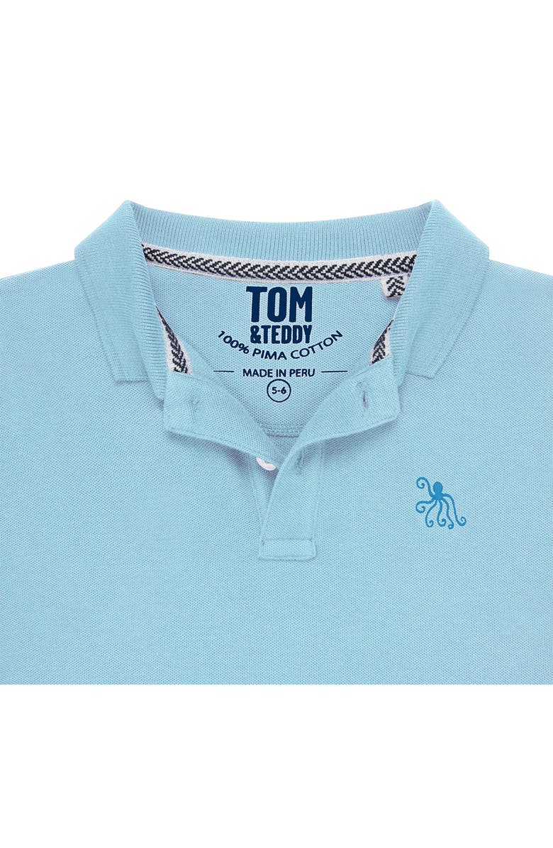 Tom & Teddy Kids' Pima Cotton Piqué Polo Shirt, Alternate, color, Sky Blue