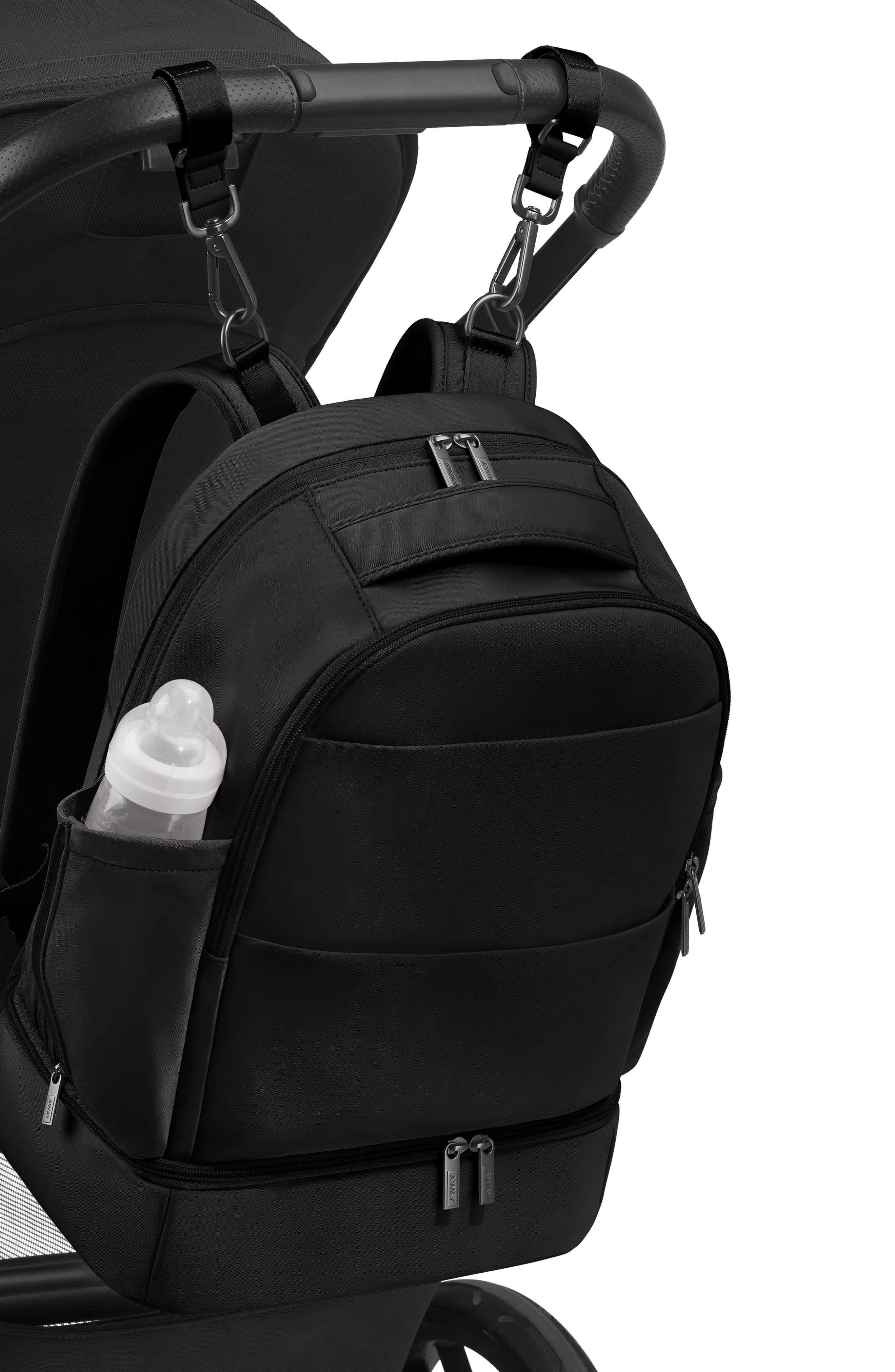 Away The Double Diaper Backpack, Alternate, color, Jet Black