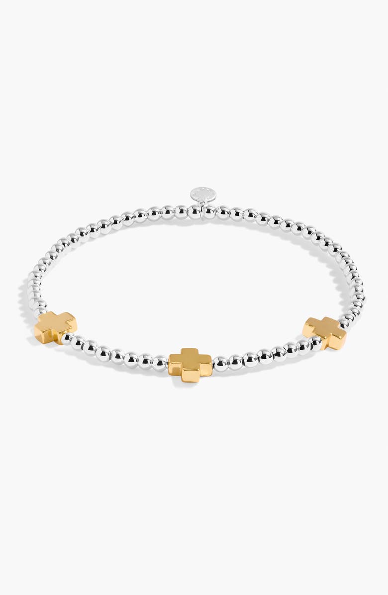 A Littles & Co A Little 'Pray Believe Receive' Bracelet In Silver And Gold-Tone Plating, Main, color, Metallic Silver