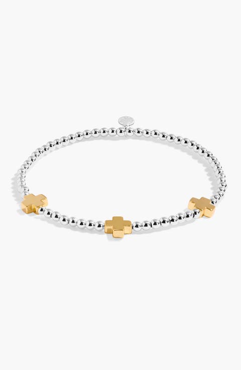 A Little 'Pray Believe Receive' Bracelet In Silver And Gold-Tone Plating
