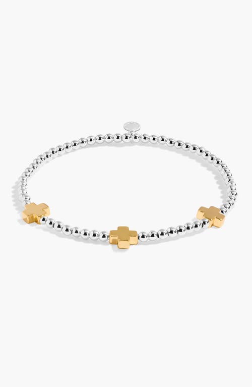 A Littles & Co. A Littles & Co A Little 'pray Believe Receive' Bracelet In Silver And Gold-tone Plating