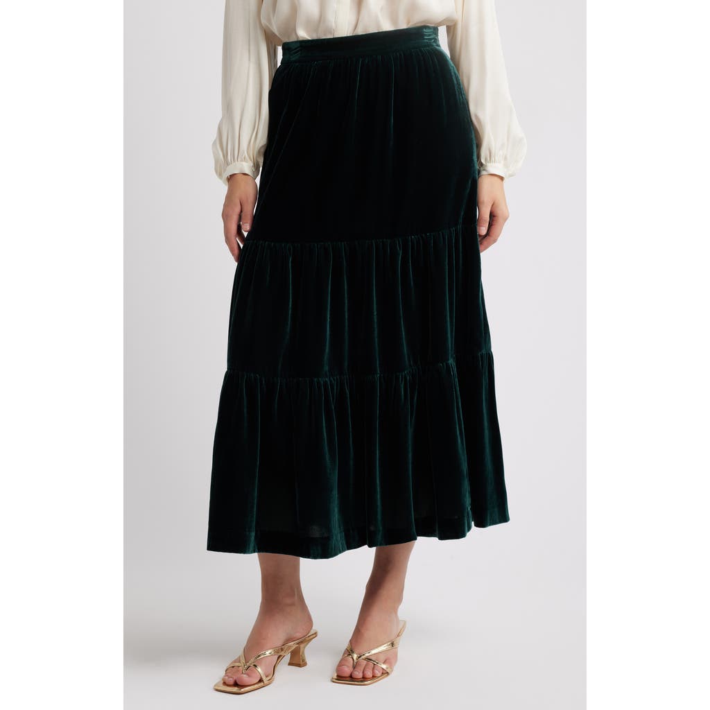 BODEN BODEN VIV TIERED VELVET MAXI SKIRT