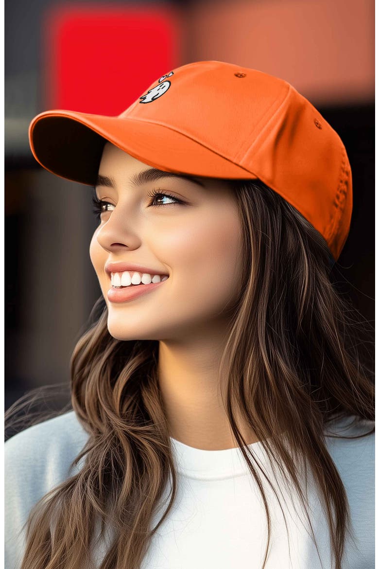 Heartly Ghost Embroidered Cap, Alternate, color, Orange