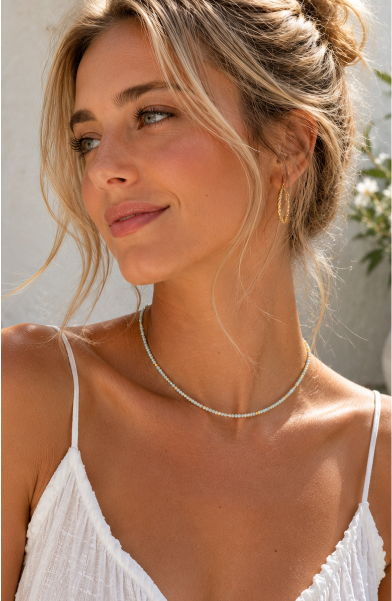 DLORIA Sea Mist Beaded Necklace, Alternate, color, Pale Blue
