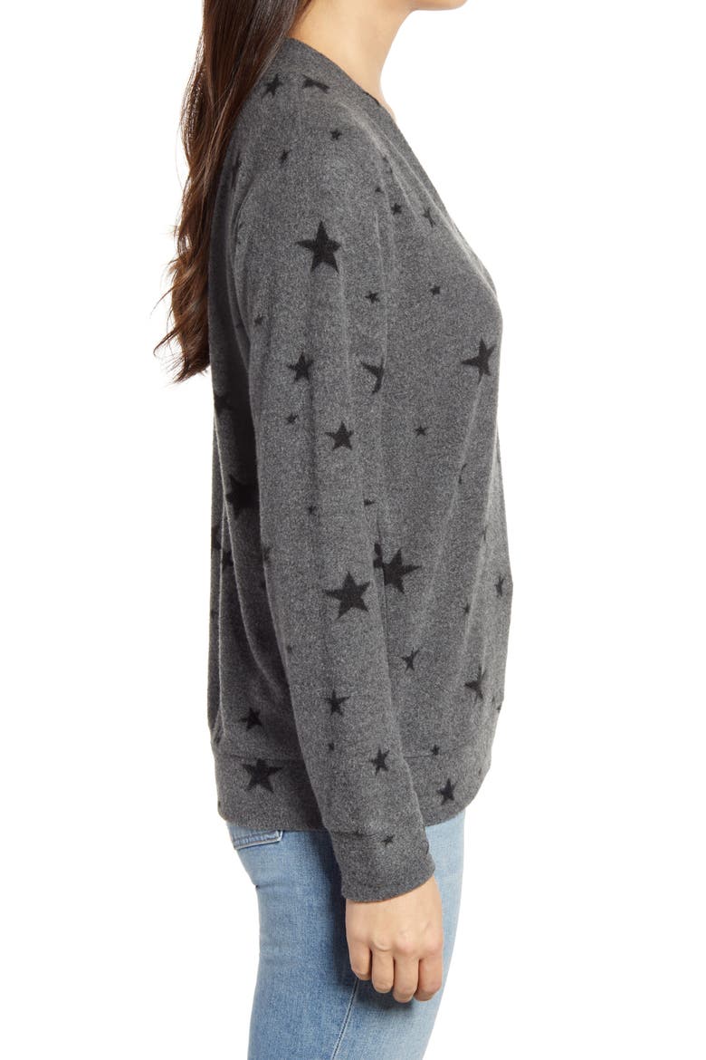 Star V-Neck Top, Alternate, color, CHARCOAL