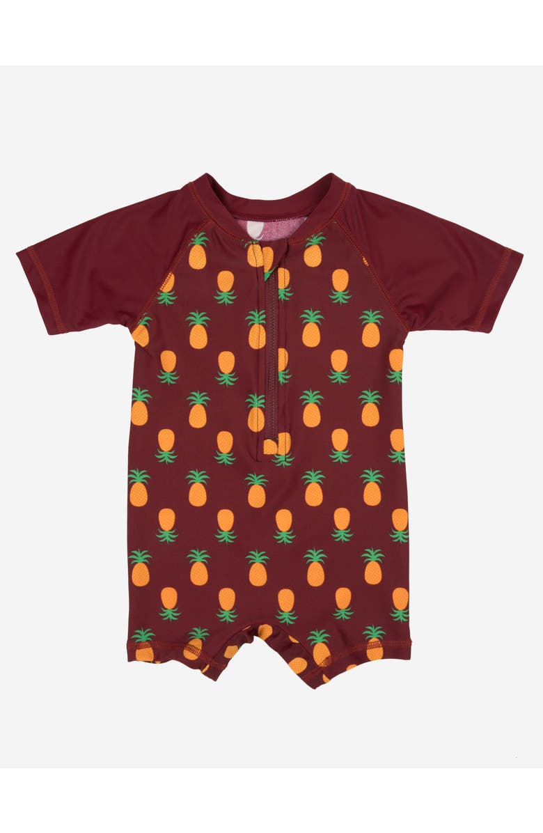 Leveret Baby One-Piece Rashguard, UPF 50+ Sun Protection Swimwear, Main, color, Pineapple