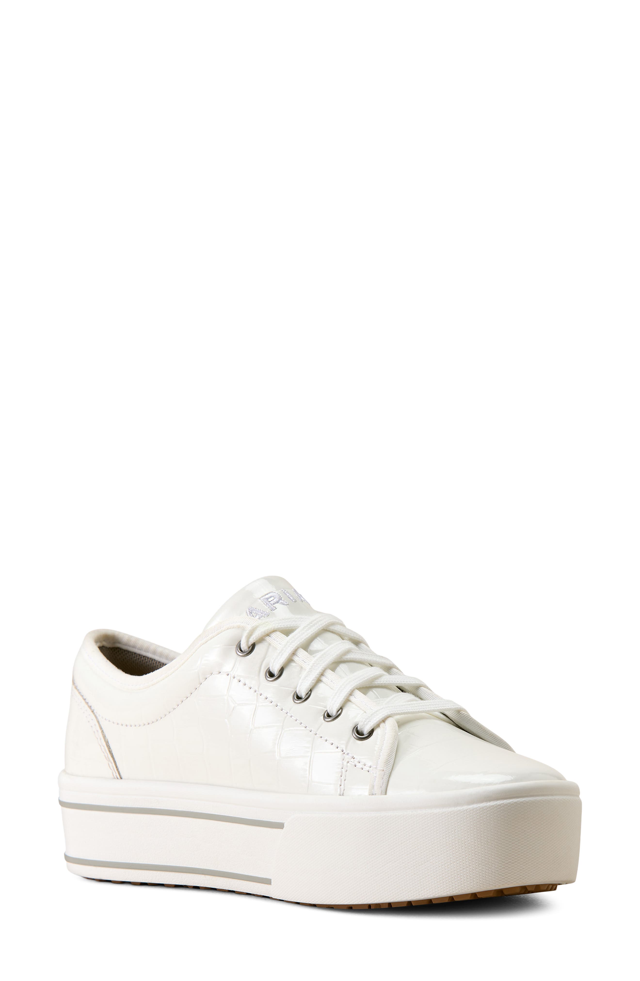 Skylar Croc Embossed Leather Sneaker, Main, color, PATENT WHITE CROC PRINT
