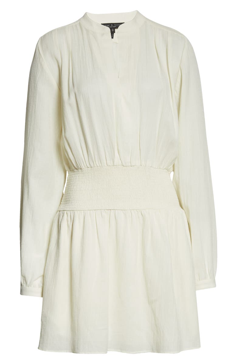 rag & bone Calista Long Sleeve Cotton & Silk Minidress, Alternate, color, Dove
