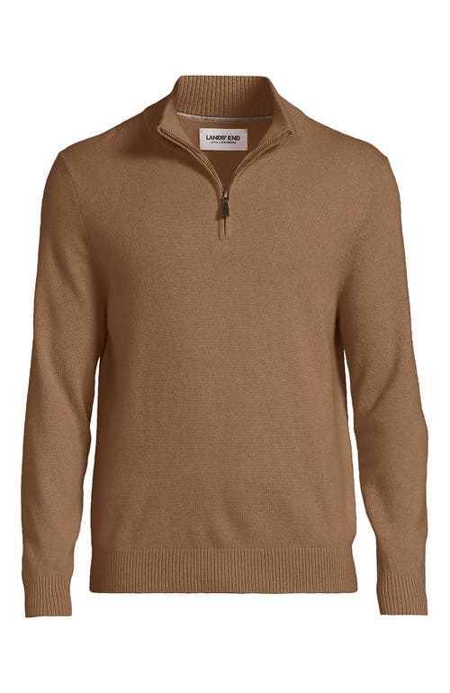 Lands' End Fine Gauge Cashmere Quarter Zip In Brown