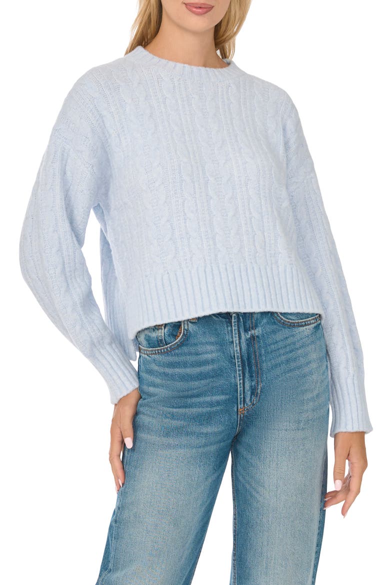 Cable Knit Raglan Sleeve Sweater, Main, color, ICE BLUE