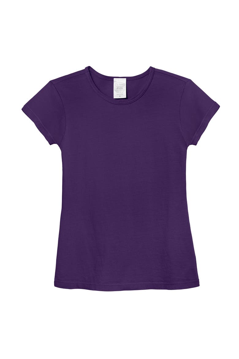 Baby Girls Organic 100% Cotton Soft Jersey Cap Sleeve Crew Tee, Main, color, Purple