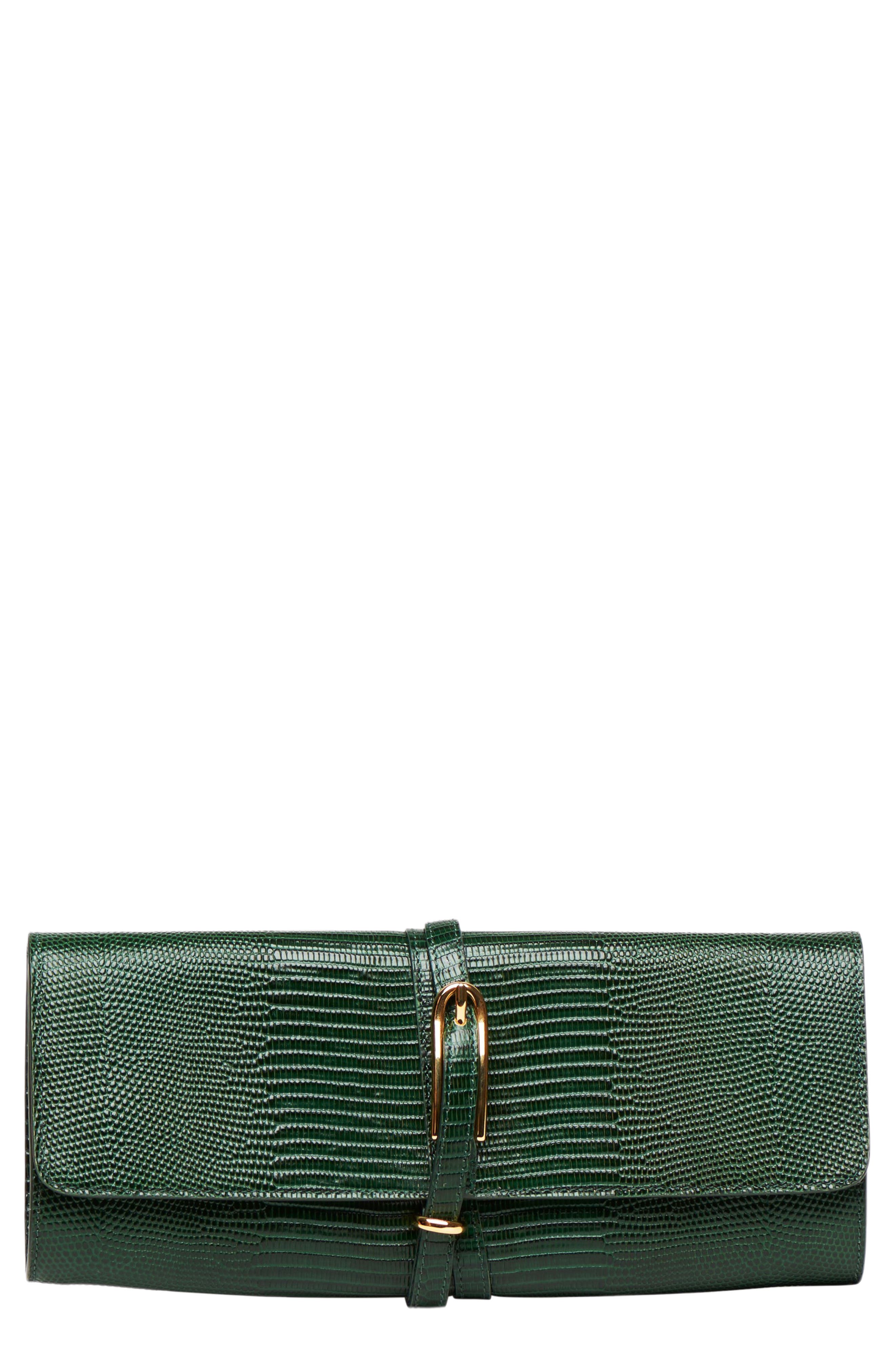 Belted Clutch, Main, color, EMERALD
