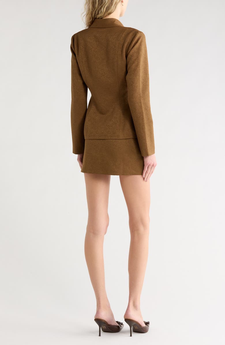 Reformation Chloe Long Sleeve Top & Miniskirt Set, Alternate, color, Chestnut