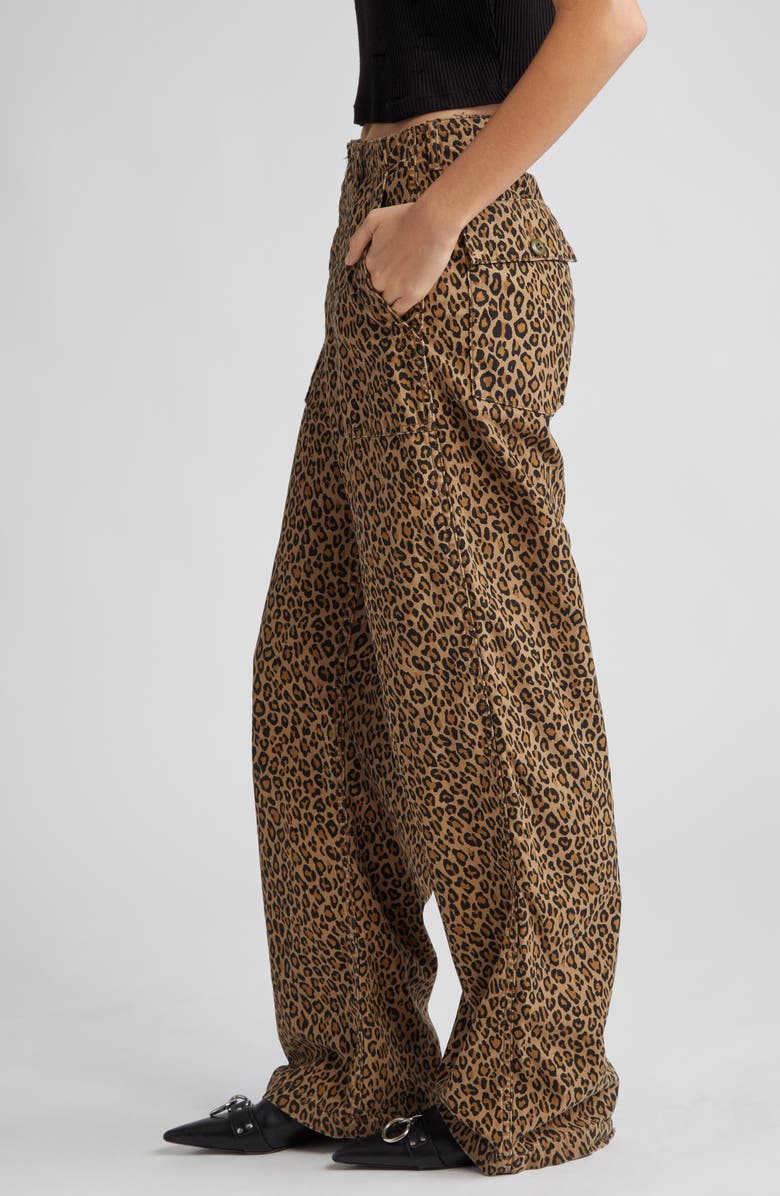R13 Leopard Print Wide Leg Utility Pants, Alternate, color,