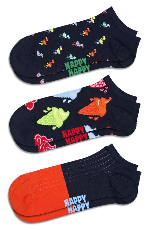 Happy Socks Assorted 3-pack No-show Socks In Navy