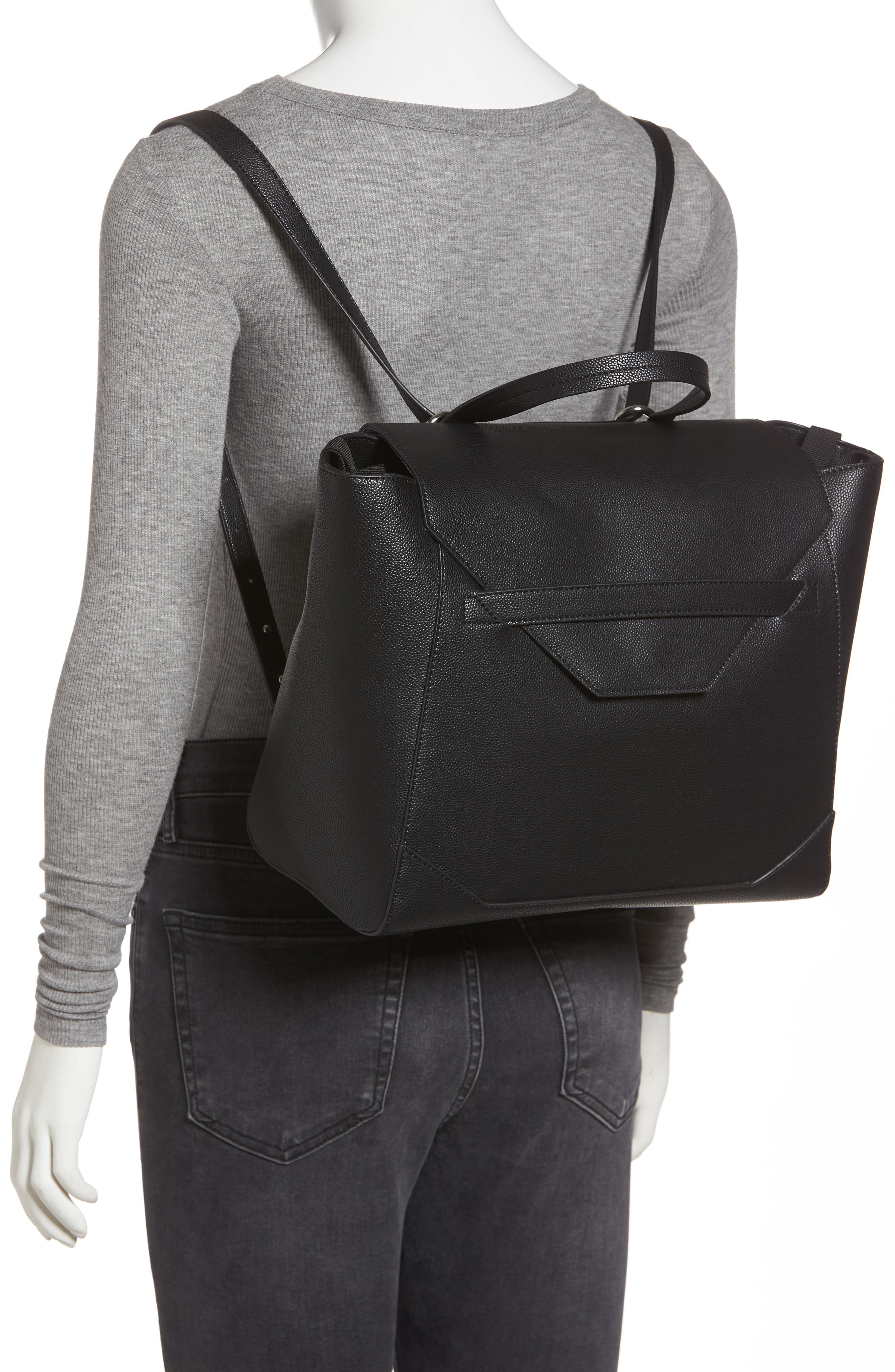 The Honest Company Convertible Faux Leather Diaper Tote, Alternate, color, 