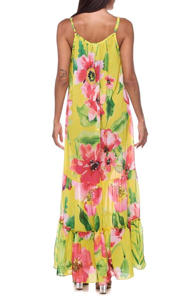 RANEES Tiered Cover-Up Maxi Dress, Alternate, color, Yellow