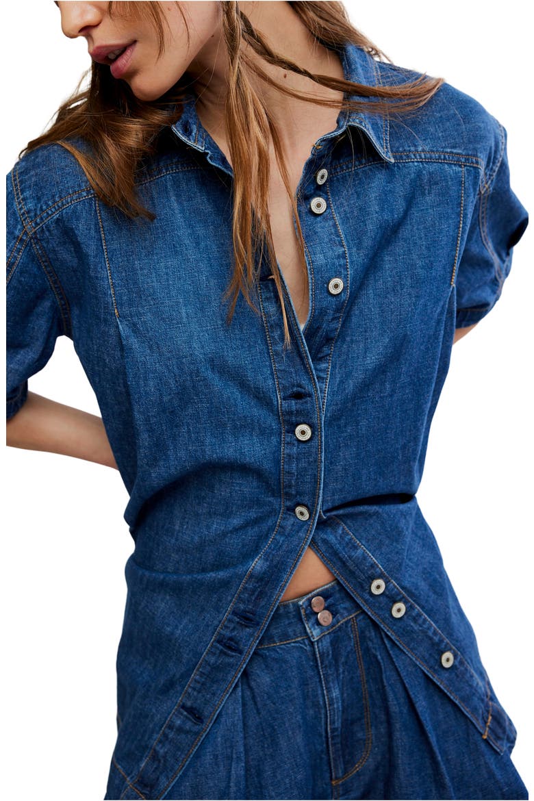 Griselda Denim Shirt & Shorts Set, Alternate, color, SEA DREAM WASH