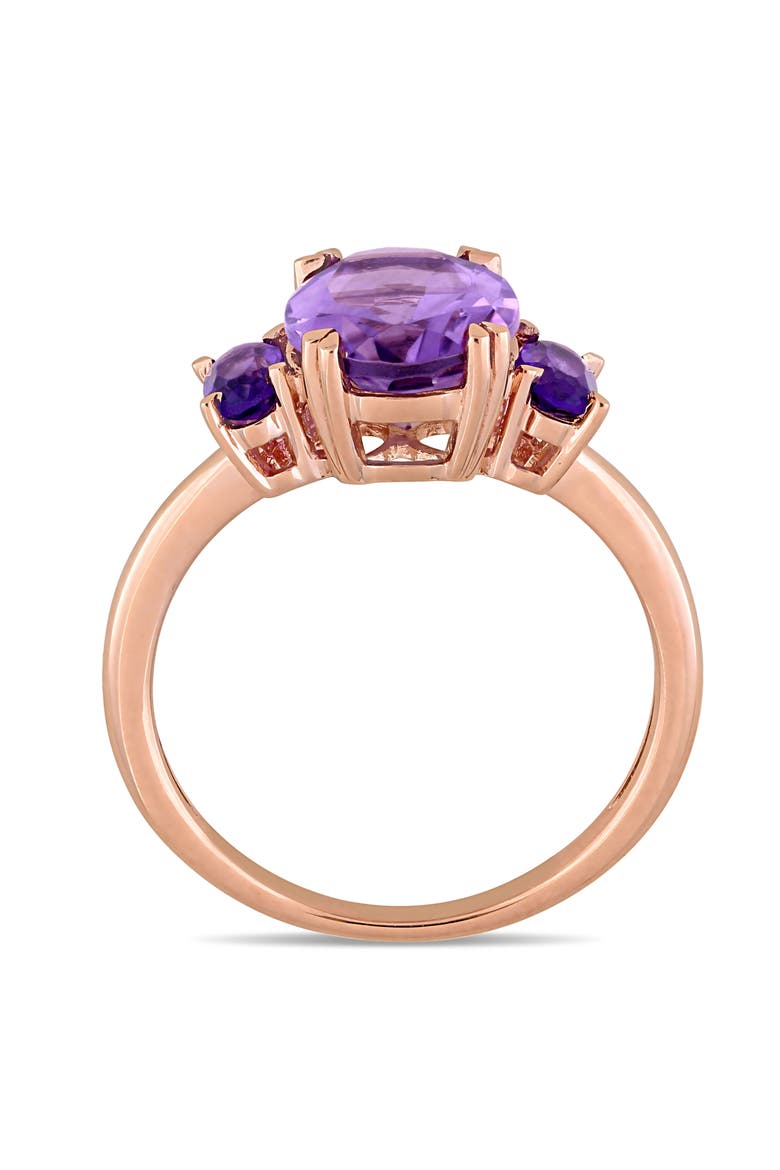 Amethyst 3-Stone Ring in 14k Rose Gold, Alternate, color, Amethyst