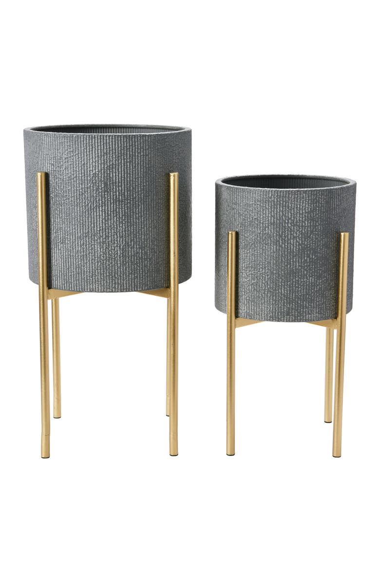 Storied Home Embossed Planters with Stands, Main, color, Grey