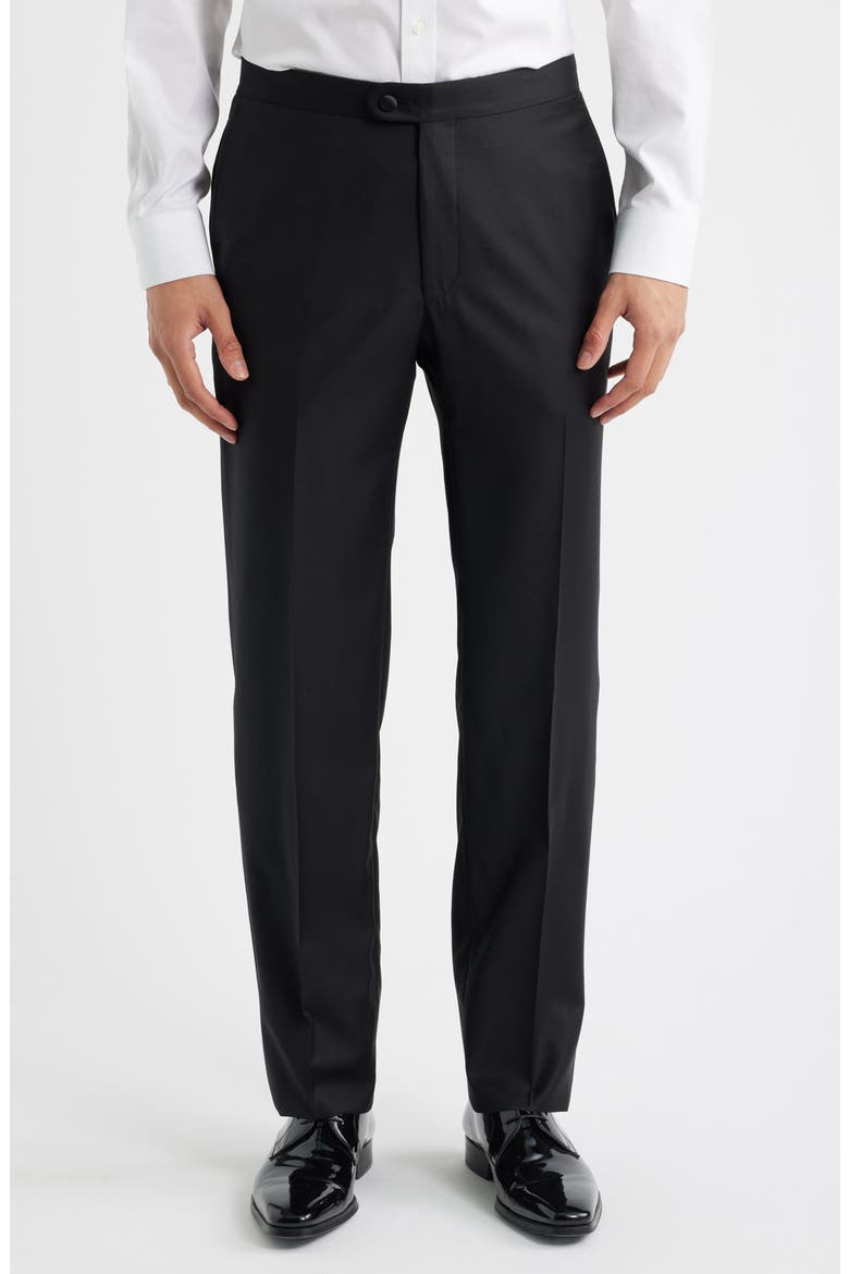 Regular Fit Notched Lapel Black Wool Tuxedo, Alternate, color, BLACK