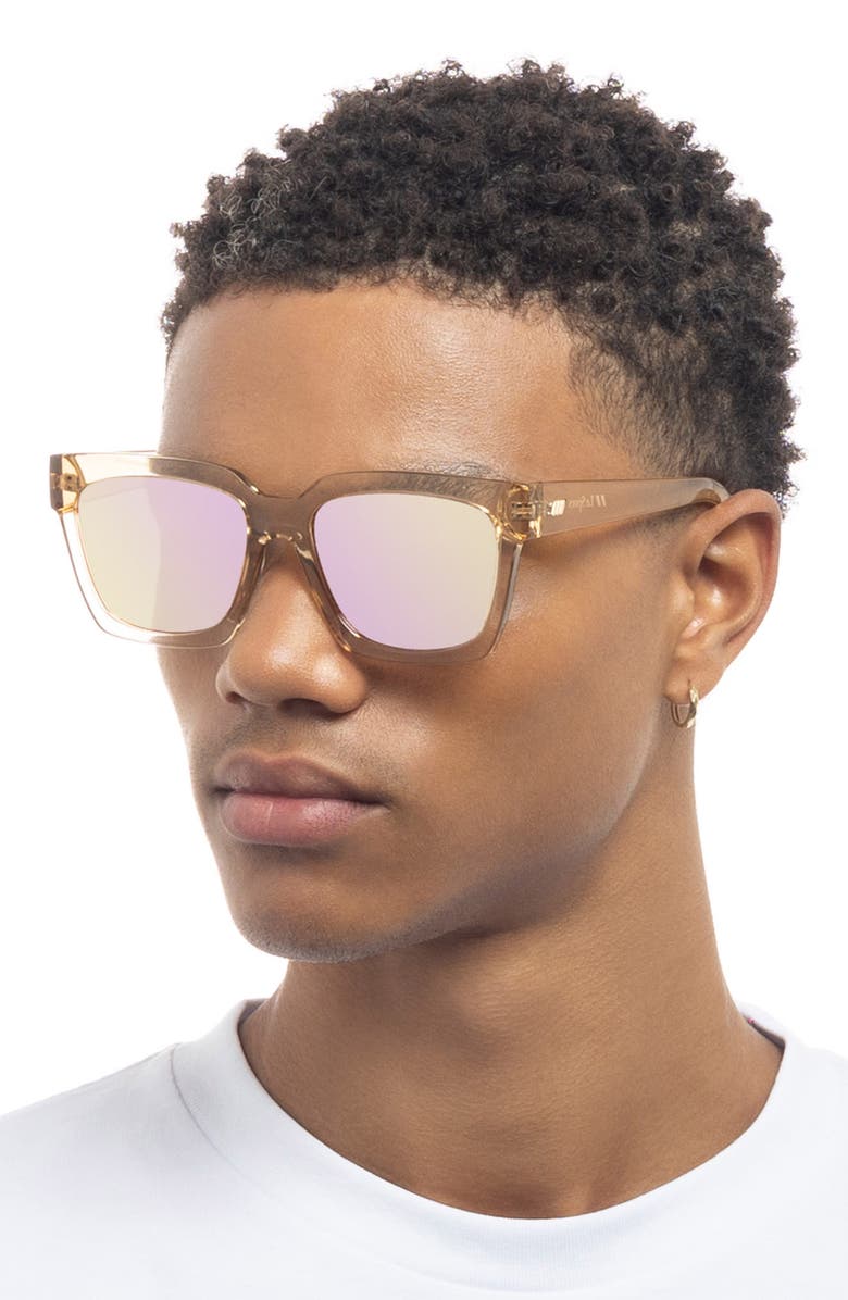 Le Specs Weekend Riot 56mm Mirrored Rectangular Sunglasses, Alternate, color, 