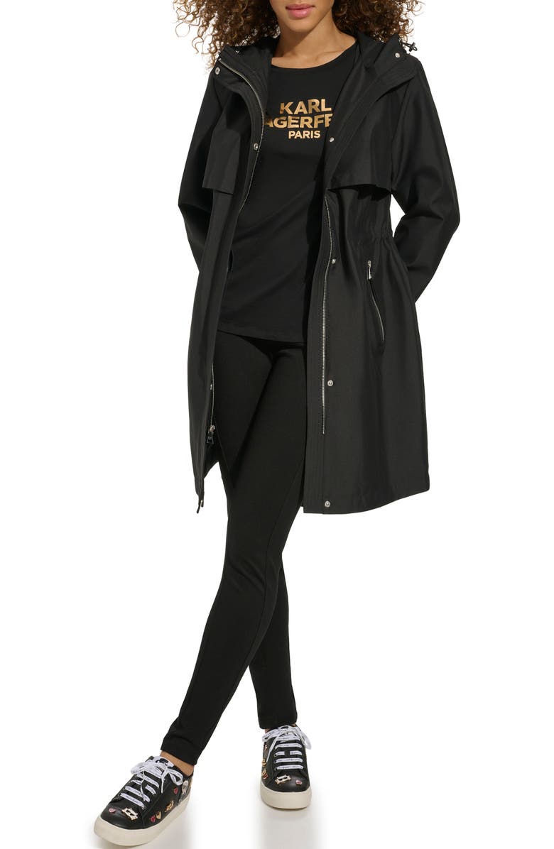 KARL LAGERFELD PARIS Hooded Trench Coat, Alternate, color, 